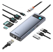 Baseus Laptop Docking Station Dual Monitor 4K@120Hz, 9 in 1 USB C Hub