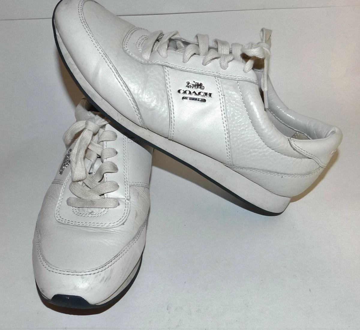 Coach Raylen Chalk Lace up Sneakers 10B Women s Leather Lace up AO1378