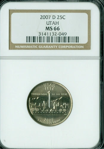 2007 D UTAH QUARTER NGC MS66 BUSINESS STRIKE .