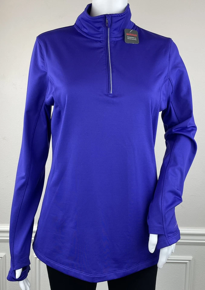 Pullover Cascade Sport 1/4 Cremallera Púrpura Mangas Largas Agujeros para el Pulgar Ajustado Talla M Foto 2 de 4