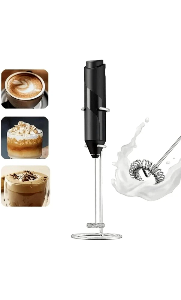 Milk Frother Handheld Battery Operated Whisk Foam Maker For Coffee With Stand