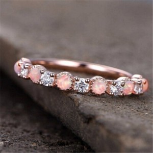 Authentic Pretty Pink Fire Opal 14k Rose Gold Plated Rings Anniversary Gifts Rings Sz 6-10