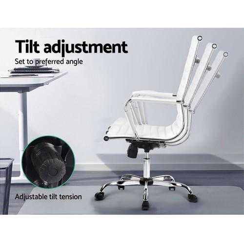 PU leather Office Chair Gaming Chair Ergonomic Height Adjustable High Back White - Picture 3 of 7