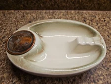 Ashtray Copper World Globe Inlay Mid-Century Pottery USA Vtg MCM