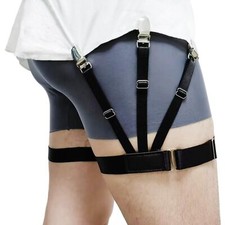 Mens Shirt Stays Adjustable Elastic Shirt Holders with Non-slip Locking Clamps