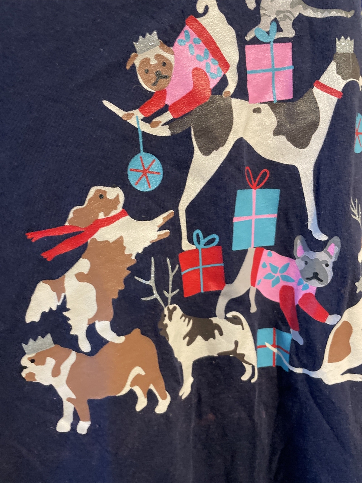 Joules tea & CRUMPETS AUBREE Size 18 Blue Pyjama Top Christmas Tree Dogs & Cat eBay