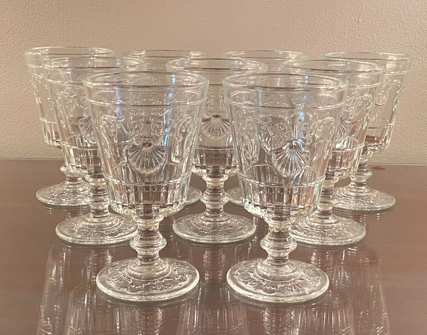 Versailles by La Rochere Shell Scroll 14 oz. Clear Water Goblets Set of 4 France