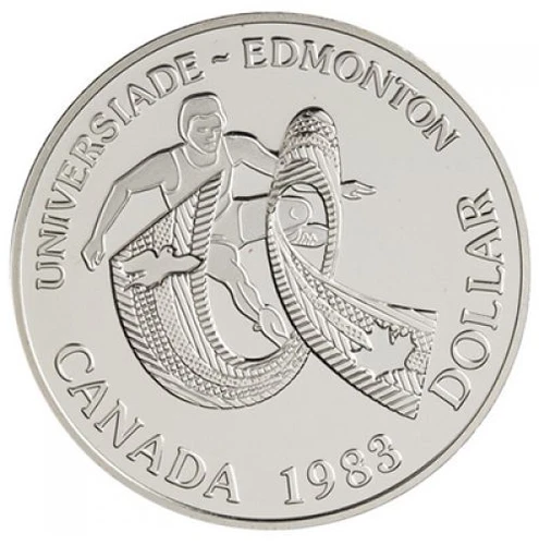 1983 EDMONTON WORLD GAMES CANADIAN SILVER DOLLAR PROOF CANADA COIN - RUNNER