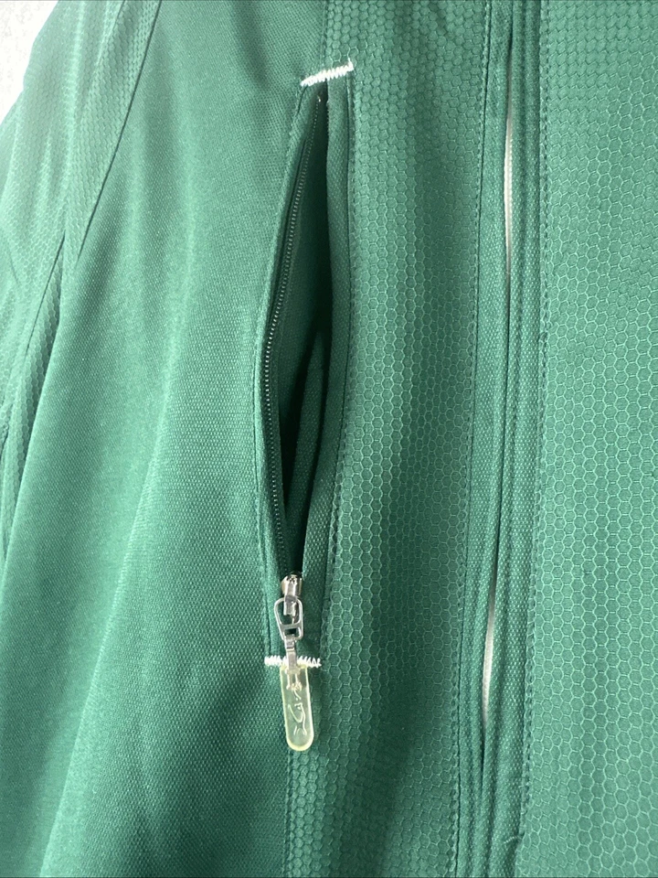 Chaqueta de rendimiento Xara Soccer para hombre verde oscuro cremallera completa con bolsillos con cremallera (XL) Foto 4 de 4