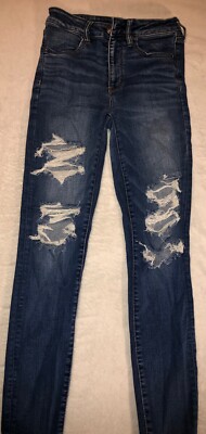 American Eagle Hi Rise Jeggings Size 6 Distressed 