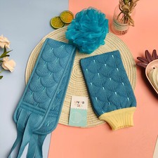 3 Set Exfoliating Towel Scrub Back Scrubber Bath Towel Plant Silk Fiber Fabric 