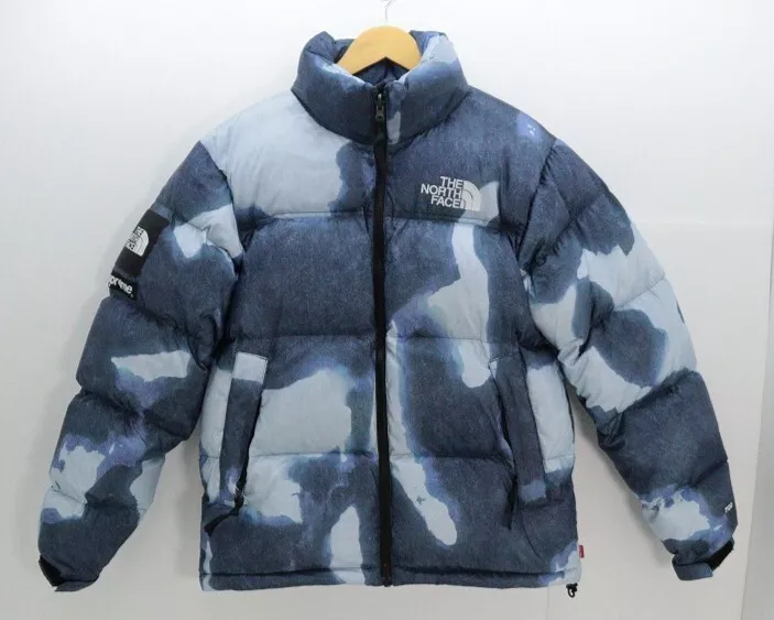 Veste Nuptse Supreme X THE NORTH FACE imprimé denim blanchi ND521001 bleu S