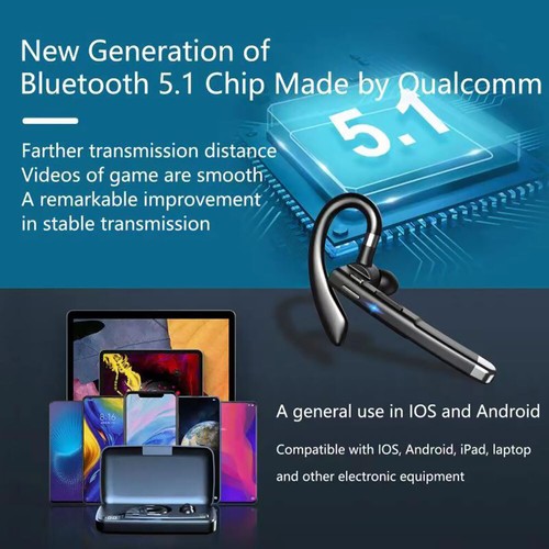 Bluetooth 5.1 Headphones Wireless One Side Headset Business Headset With Mic - Picture 4 of 15