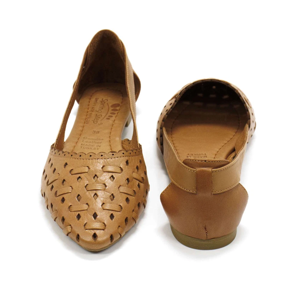 Women Spring Step Delorse Camel Brown Leather D'Orsay Flats - Image 4 of 4