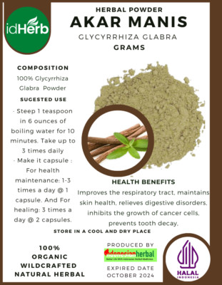 [idHerb] POWDER Akar manis Glycyrrhiza glabra Natural Organic Herbal Herbs