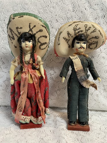 1950s Vintage Mexican Hand Painted Doll 