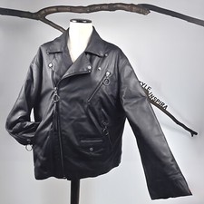 ZARA 🖤 GIACCA DI PELLE BIKER GIACCA DI PELLE VERA PELLE DI PECORA OVERSIZE 5479/680 nero