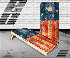 Abstract Grunge American Flag Cornhole Boards Bean Bag Toss Game