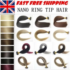 1G 16"-24'' Russian Remy Real Nano Ring Human Hair Extensions Micro Beads DIY UK