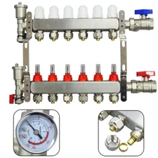 6-Branch Water Distributor G1/2" PEX Radiant Floor Heating Manifold Set