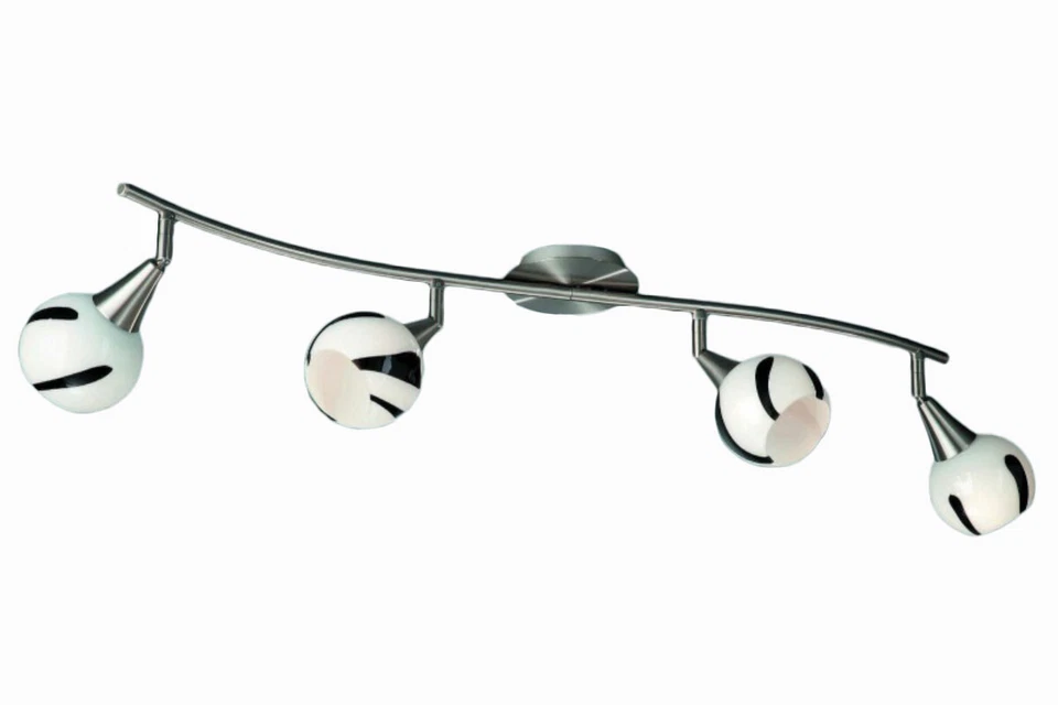 Energiespar Spotleiste Spotschlange 4x E14 32W Dekorglas Weiß Schwarz 80cm - Bild 1 von 1