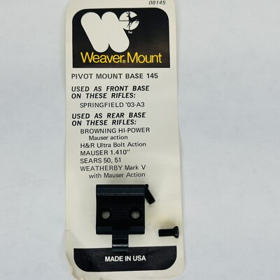 Weaver 145 Pivot Mount Front / Rear Base Springfield 03-A3 Browning H&R Mauser