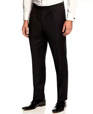 NEU RALPH LAUREN Herren Schwarz Wolle Falten Stretch Tuxedo Anzug Hosen 34W 44 - Bild 1 von 4