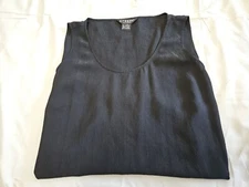 CITRON SANTA MONICA Black 100% Silk Textured Sleeveless Tank Top SZ Large 