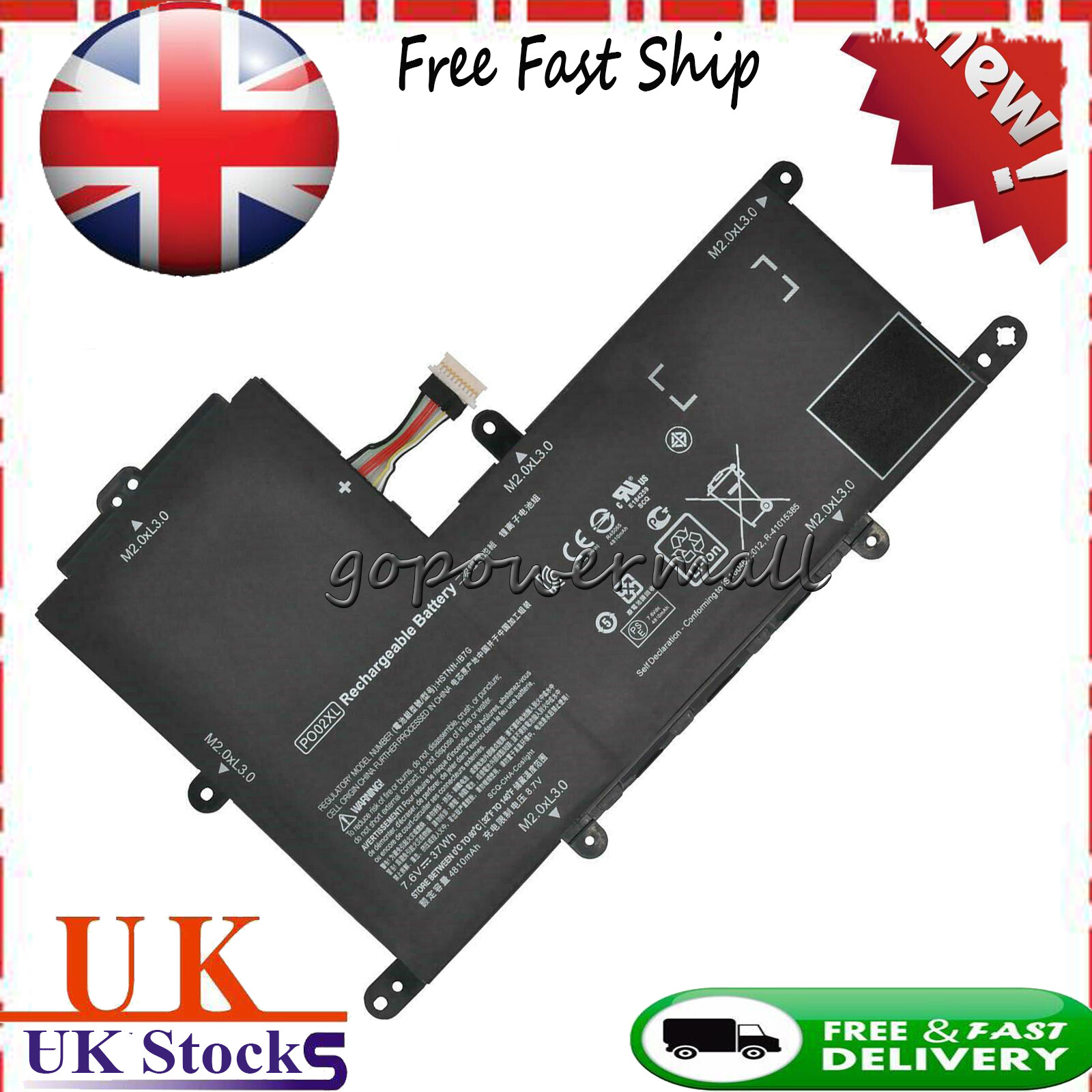 PO02XL Battery For HP Stream 11-R 11-R000 11-R014WM 11-Y 11-AH Pro G2 G3 G4 G5