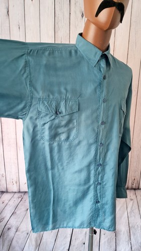 Anyway Vintage Silk Shirt -Medium- Green Floaty 1990s Baggy Fit CS68 - Picture 10 of 13