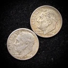 90% Silver - 1964 Roosevelt Dime - 2 Dimes - Circulated Condition - 15-14