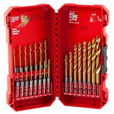 Milwaukee Shockwave Impact Duty Red Helix Titanium Drill Bit Set  23Pc