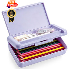 CsyuyHIF Pencil Box, Double Layer Purple Case, Large Capacity