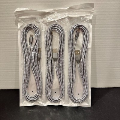 3 Pack 10ft Micro USB Cables   Braided Fast Charger Cord for Android Samsung