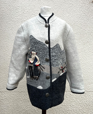 Vintage Giesswein Trachten Österreichische Wolljacke Strickjacke - Gr. 12