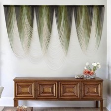 Macrame Wall Hanging Dip-Dyed Green Fiber Art Boho Wall Decor 57" W 41" L  F...