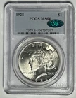 1928 PEACE DOLLAR PCGS MS 64 CAC / SHARP WHITE COIN