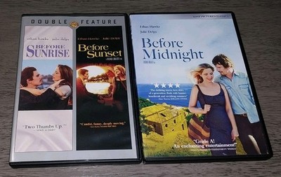 Before Sunrise/Before Sunset/Before Midnight DVDs, LIKE NEW. 