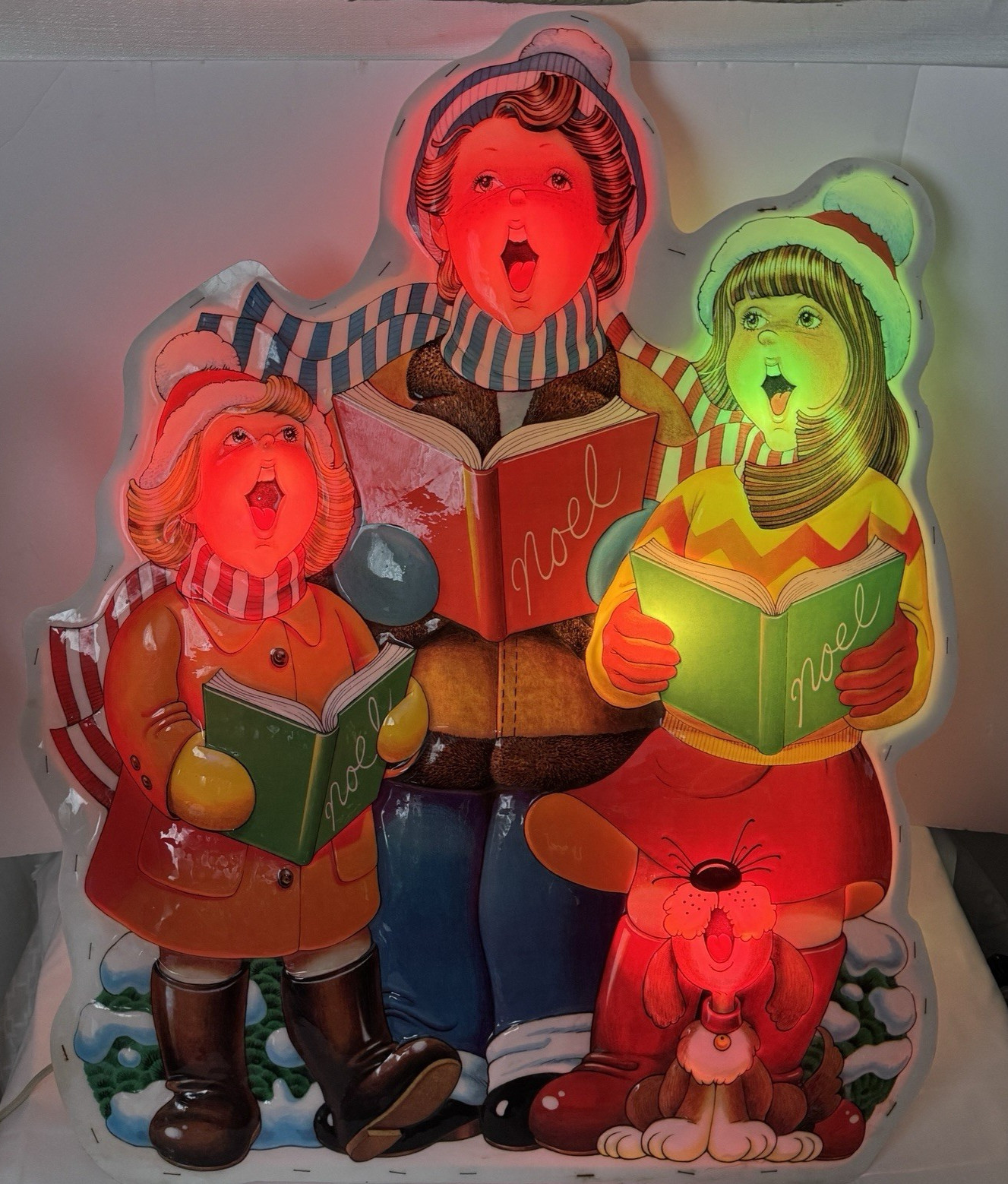 Vintage NOMA Christmas Blow Mold Carol Singers 35" Light Up Large 3-D Decoration