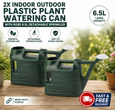 2x 6.5L Plastic Watering Can with Detachable Rose Sprinkler Indoor Outdoor Garde