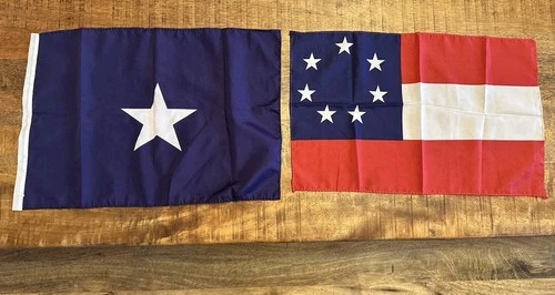 Vintage 1990’s Bonnie Blue + Stars And Bars Conf. Flags 18x12” & 17x11”