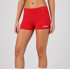 Womens ASICS Volleyball Spandex  Compression Shorts Red Medium