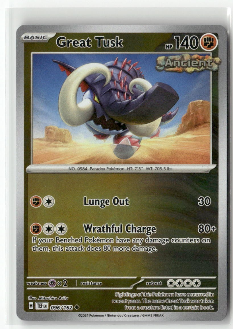 Great Tusk 96/162 Holo Temporal Forces POKEMON Collectible Card