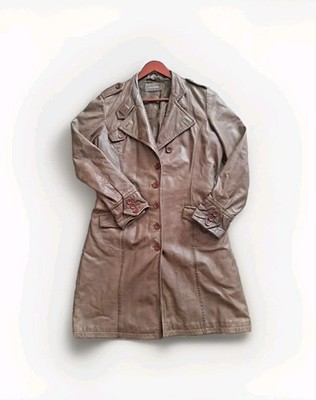Sandra Pabst designer vintage coat trench soft real leather size L