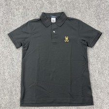 Psycho Bunny Polo Shirt Mens M Black 100 Pima Cotton Skull Logo Knit Casual