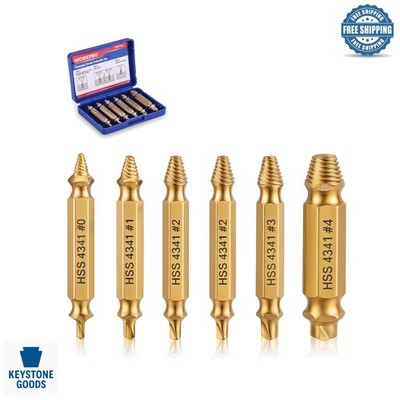 6-Piece Titanium Coated Screw Extractor Set with Portable Case