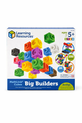 Learning Resources MathLink Cubes Big Builders 200 Piece STEM Toy Ages 5+