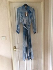 NEW Blue Mix full length collared shirt dress Size S By CONDITIONS APPLY 