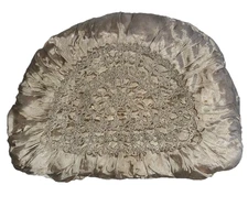 Tea Cozy Ruffled Antique Victorian 1920’s  Ivory Satin & Lace Crocheted Sides