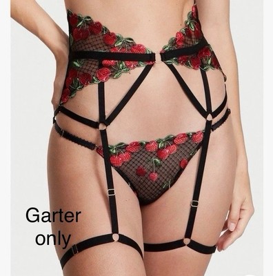 Victoria\'s Secret very sexy Black and Red Cherry Embroidered garter Belt Buy Black Cherry Victoria main image 2